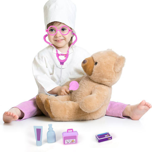 Barn Leksak Rollspel Läkare Kit Utrustning Sjuksköterskeväska Leksak Present Rosa/Lila