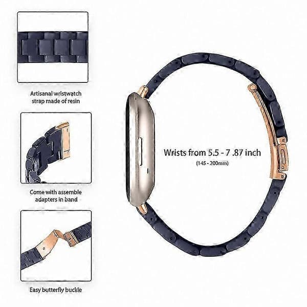 20 mm harpiksrem med spænde i rustfrit stål til Fitbit Versa 4/Sense 2 udskiftningsurrem Midnight Blue