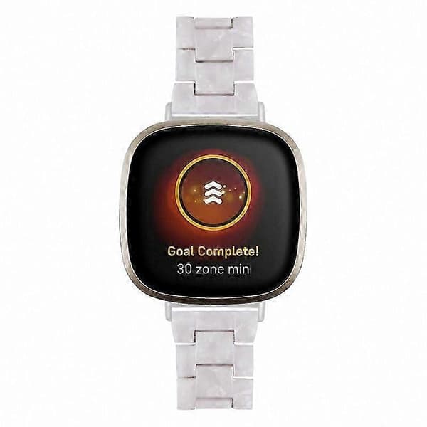 20 mm harpiksrem med spænde i rustfrit stål til Fitbit Versa 4/Sense 2 udskiftningsurrem Pearl White
