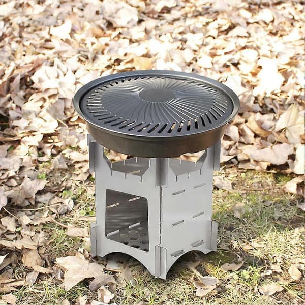 【03】Bærbar foldbar brændeovn i rustfrit stål Mini-komfur til udendørs camping, rejser, vandreture, picnic
