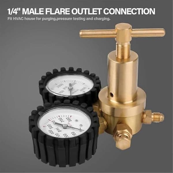 0-800 PSI typpisäätölaite, CGA580 urosliitin, 1/4 tuuman ulostulo