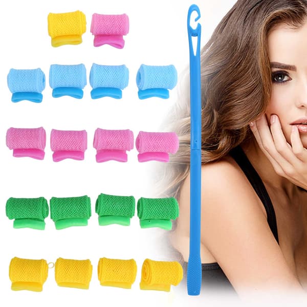 Professionelle DIY Hår Curlers Ruller Spiral Krøller med Krog Håndtag Hårstyling Værktøjssæt