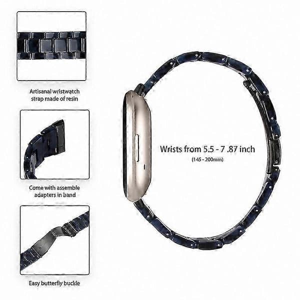 20 mm harpiksrem med spænde i rustfrit stål til Fitbit Versa 4/Sense 2 udskiftningsurrem Dark Blue