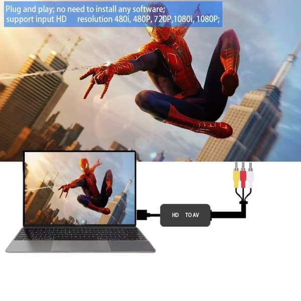 HDMI til AV 3xRCA CVBS komposit videoadapter, HDMI til AV-switcher, HDTV til AV