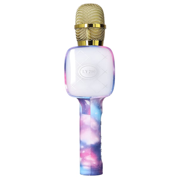 Bluetooth Mikrofon Karaoke Portabel Trådlös Mikrofon med Färgglatt Ljus för Barn Vuxna Hemmabruk Lila