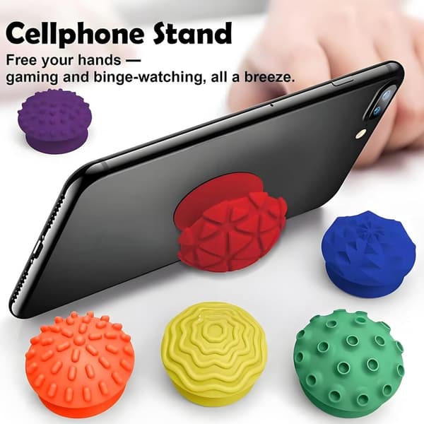 Svamp Sensorisk Fidget Texturerad Sugkopp - Mjuk Sensorisk - 6-pack Lugnande Hörntillbehör Mobiltelefonställ