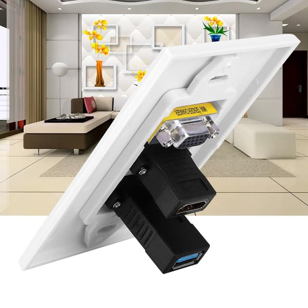 US 3-PORT VGA HDMI USB3.0 Stik Vægmonteringspanel Adapter Vægstik