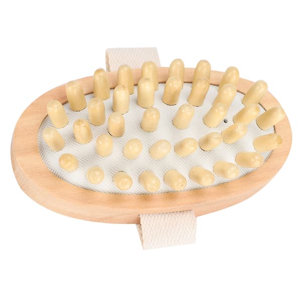 Massageborste Naturträ Massager Kroppsborste Skrubber Hårbotten Spa Badmassage