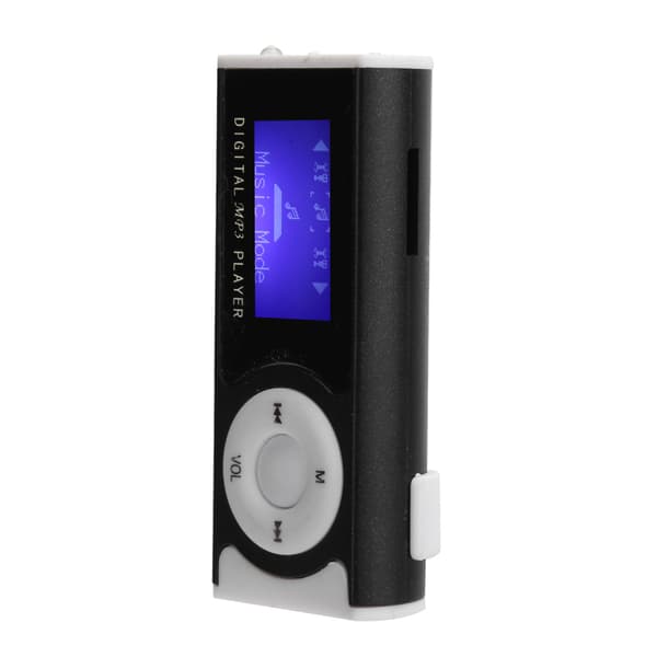 Kannettava Urheilu MP3 Taskulamppu Mini BackClip LCD Mini Näyttö Musiikkisoitin (Musta)