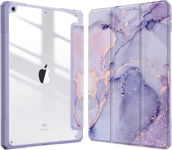 【03】Hybridfodral Kompatibelt med iPad 9:e / 8:e / 7:e generationen (2021/2020/2019 årsmodell) 10,2 tum - Stötsäkert skydd - Lila marmor