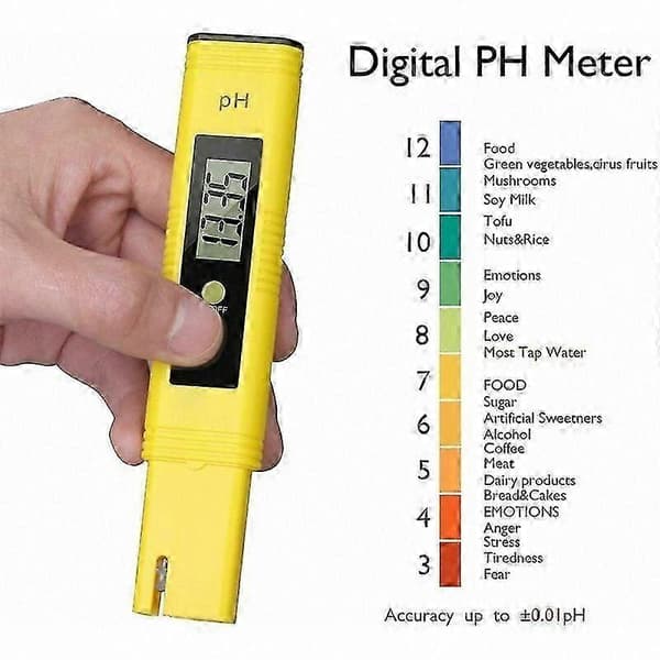 Bærbar pH-måler til vand, akvarium, hydroponik, pool, 0,00-14,00 interval, automatisk kalibrering