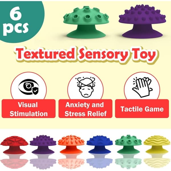 Svamp Sensorisk Fidget Texturerad Sugkopp - Mjuk Sensorisk - 6-pack Lugnande Hörntillbehör Mobiltelefonställ
