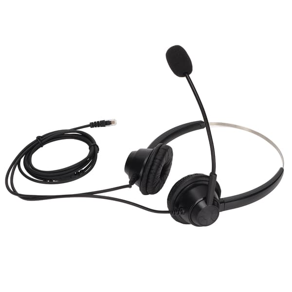 H360DRJ Binaural Telefon Headset Sort Støjreducerende Dobbeltsidet Headset til Callcentre Online Kurser