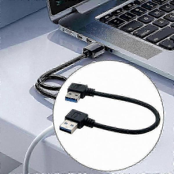 USB 3.0 Type A uros-uros-kaapeli joustavilla 90 asteen kulmaliittimillä -N 0.5m