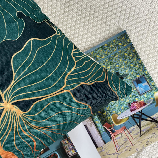 Tyynynpäällinen 45x45 vihreä pellavainen tyynynpäällinen koristeellinen sohva