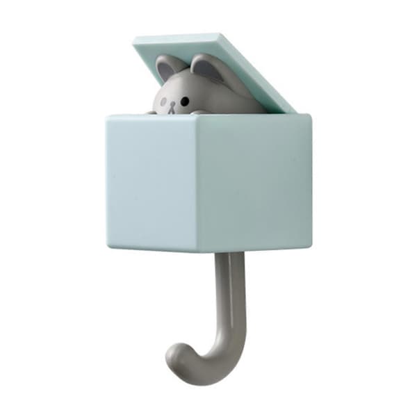 Tegneserie Kattekrog til Tøj Nøgle Holdbar Ingen Boring Installation Vægbøjle til Badeværelse Køkken Light Blue Mouse