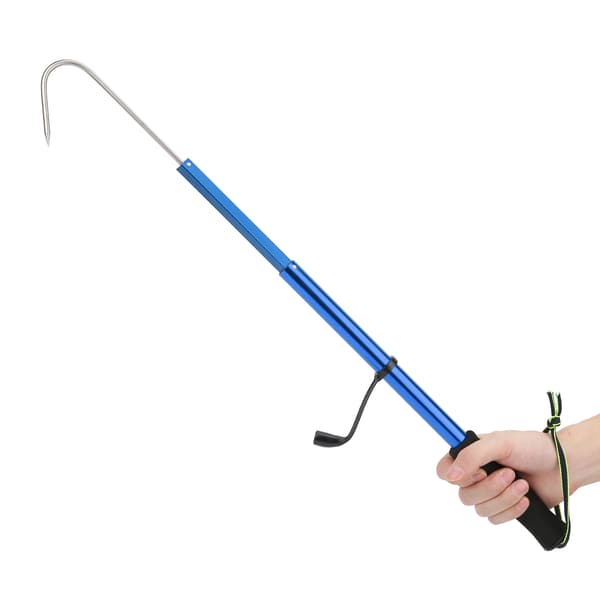 Bærbar Teleskopisk Havfiskeri Gaffel Aluminium Legering Stang med Rustfrit Stål Spids Krog Blå 120CM
