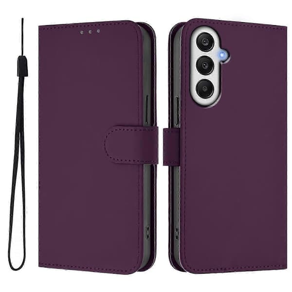 Til Samsung Galaxy A55 5G Cover Solid Farve Pung Læder Telefoncover med Rem - Citron -XN Multicolor Violet