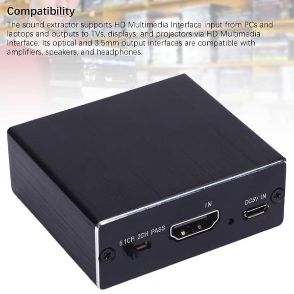 HDMI Audio Extractor, 4K 30Hz HDMI Audio Splitter til Optisk 3.5mm, Stereo Adapter