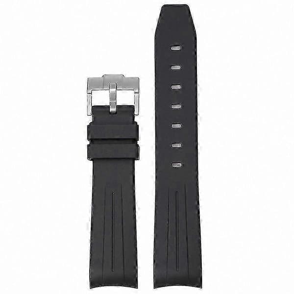 20MM TPU Arc-klockarmband med silverfärgat spänne för Omega- och Swatch-armband Black