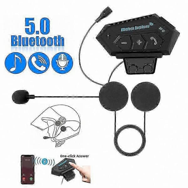 Bluetooth-headset til motorcykelhjelm med mikrofon, støjreduktion, håndfri, musikdeling, V4.2 til motorcykelkørsel Soft Mic