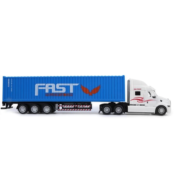1:48 Container Lastbil Køretøj Model Legetøj Træk Tilbage Børn Køretøj Legetøj med Lys Lyd (Hvid Blå)