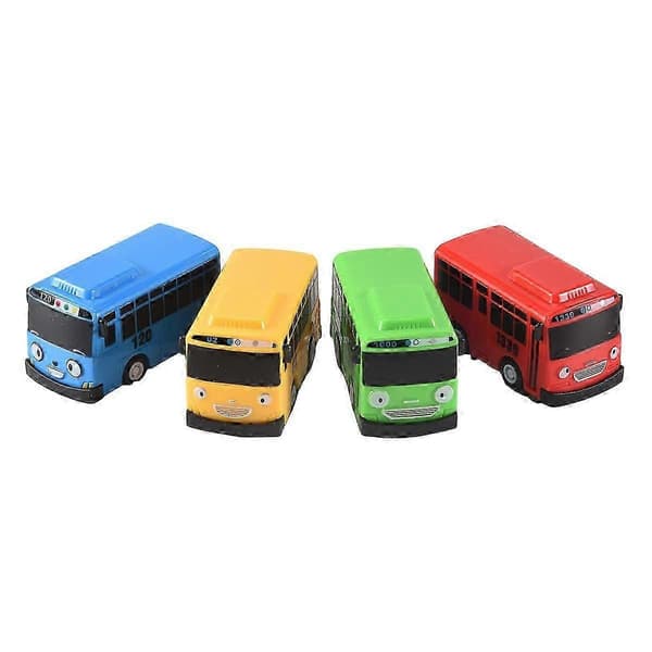 Lille Bus Mini Plastik Træk Tilbage Blå Rød Gul Grøn Bus Bil Model