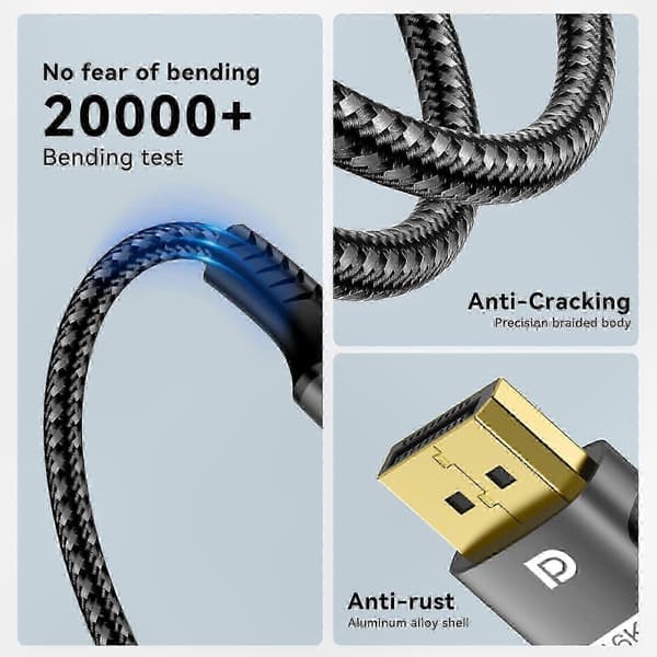 HDMI 2.1-kabel med hög hastighet, stöder 16K, 8K@120Hz, 4K@240Hz, 80Gbps, dynamisk HDR för spel, bärbar dator, TV, skärmanslutning 2m