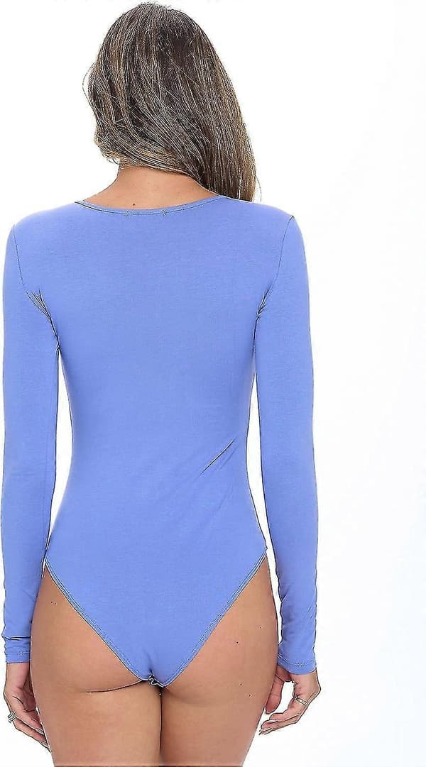 Langærmet bodysuit - Åndbar bomuldsstretch Ceil Blue X-Small