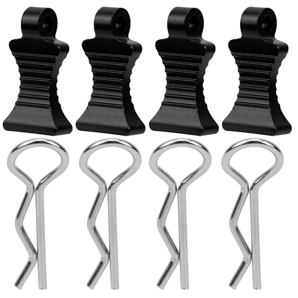 4kpl Alumiiniseos R-tyypin auton korin kuoren pidikkeet kiinnitystelineellä 1/10 RC-autolle (musta)
