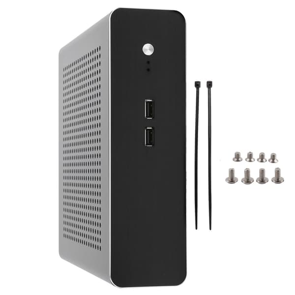 G60S HTPC Kabinet Fuld Aluminium DCATX Strømforsyning MiniITX Kabinet til Stationær Computer (Noir USB2.0)