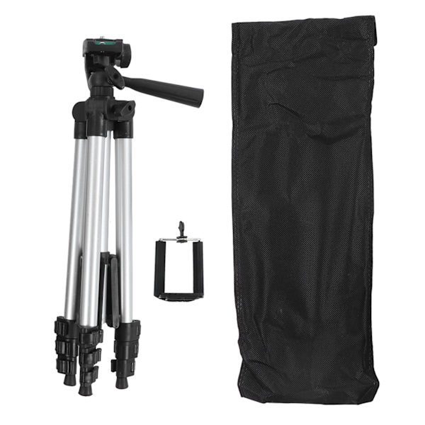 Kamerastativ Tripod 4 Sessioner Strækbart Telefon Tripod Stativ 2,5 kg Maksimal Belastning Selfie Stick med Telefon Clip Tripod