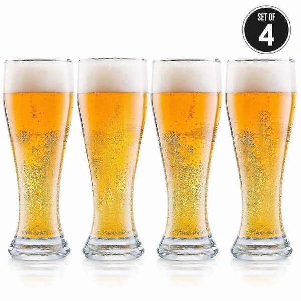 4-pack med kärnformade pilsnerglas på 473 ml för förbättrad ölnjutning