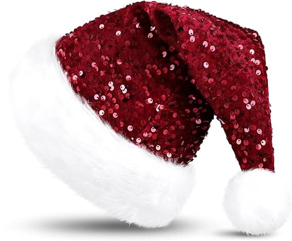 【03】Julemandshat til voksne Luksus plys julehat med pompon til mænd og kvinder