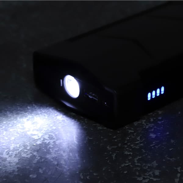 Multi-funktionel bil jumpstarter powerbank - 12000mAh, 12V oplader (Sort)