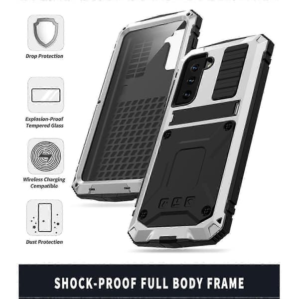 Til Samsung Galaxy S21+ 5G R-JUST Metal + Silikone Cover Silver