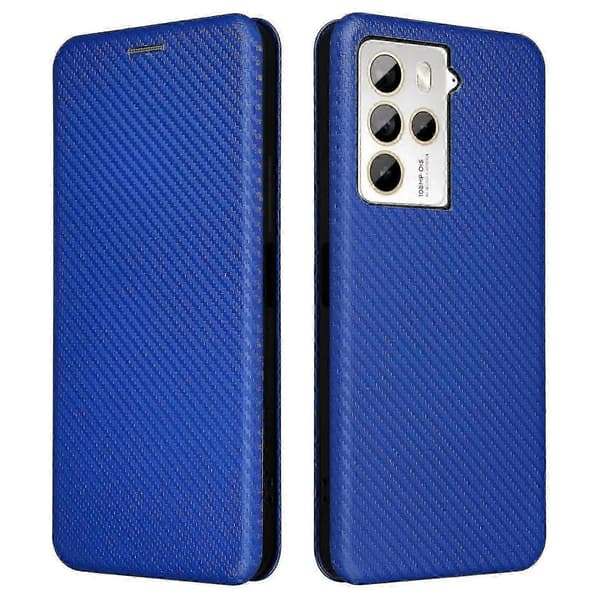 För HTC U23 Pro 5G Telefonställfodral Kolfibertextur Läderfodral med Kortplats -XN Blue