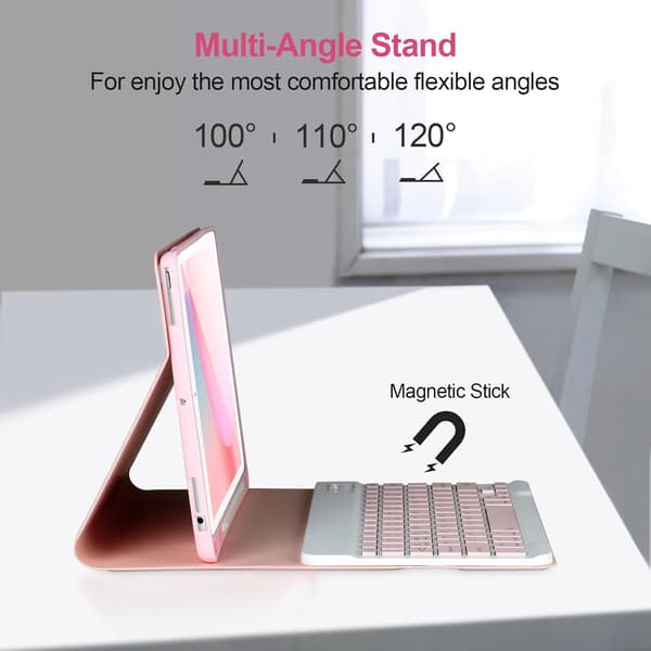 【03】Keyboard Case for iPad 10.2/Pro10.5/Air 3, iPad Case with Keyboard, Detachable Bluetooth Keyboard, with Pen Holder