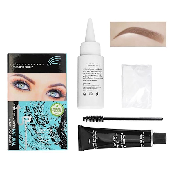 Svart Ögonbrynsfärgset med Borste Halvpermanent Ögonbrynsfärgning Ögonfransar och Ögonbrynsfärgningsmedel Ögonbryn (Kaffe) 10ml + 10ml