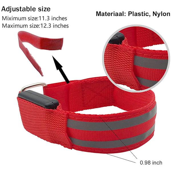 2 st Självlysande LED Armband USB Uppladdningsbart Säkerhets Reflexband för Löpning Cykling Träning Nattlöpning