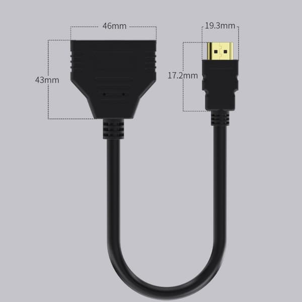 2 stk HDMI splitter adapter, HDMI 1-til-2 splitter