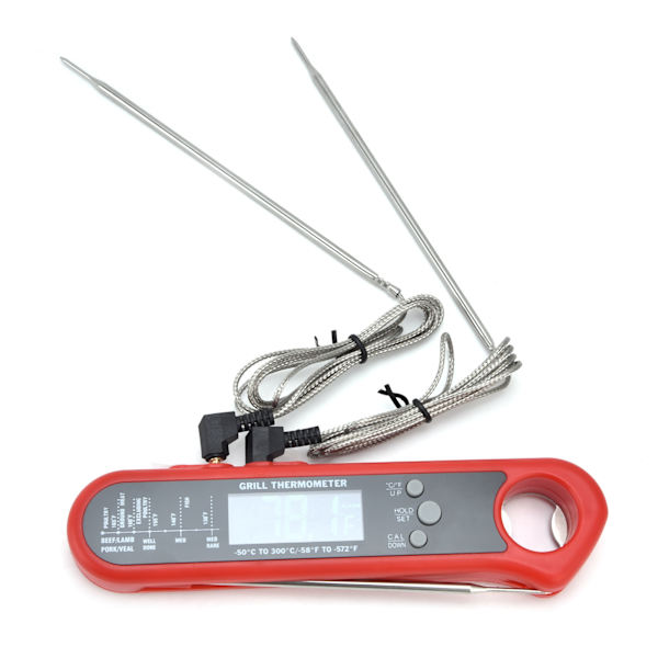 Vikbar Mat Termometer Multi Sond Alarm Digital Temperaturmätare för Grill Ugn
