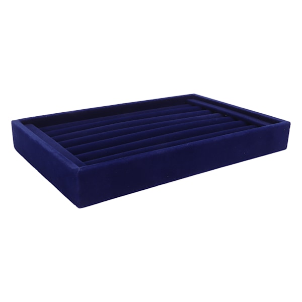 7 Fack Ring Örhängen Bricka Multifunktionell Utrymmesbesparande Blå Sammet Smyckeskrin Display Organizer