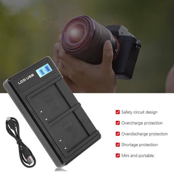 Bærbar NPBN1 USB Kamera Dobbelt Oplader med LCD Display