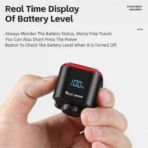 Cykelbaglygte Bremsesensor Digital strømdisplay Automatisk start/stop Langtidsholdbar baglygte Cykeltilbehør 500mAh Seat Bow