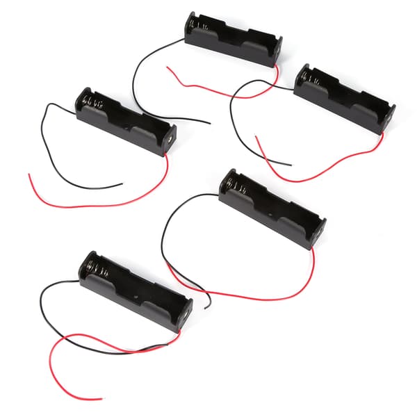 5 stk. batteriholder i plast til 1x 18650 batteri med ledninger