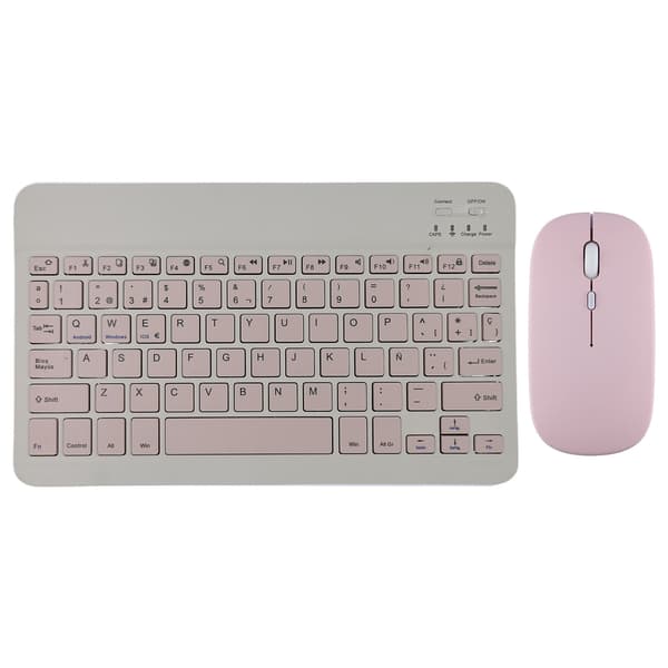 【03】Langaton näppäimistö ja hiiri iPad Air 5, 4 Pro, 11, Bluetooth, espanja, englanti, Android, iOS, Windows, puhelin, tabletti pink Spanish