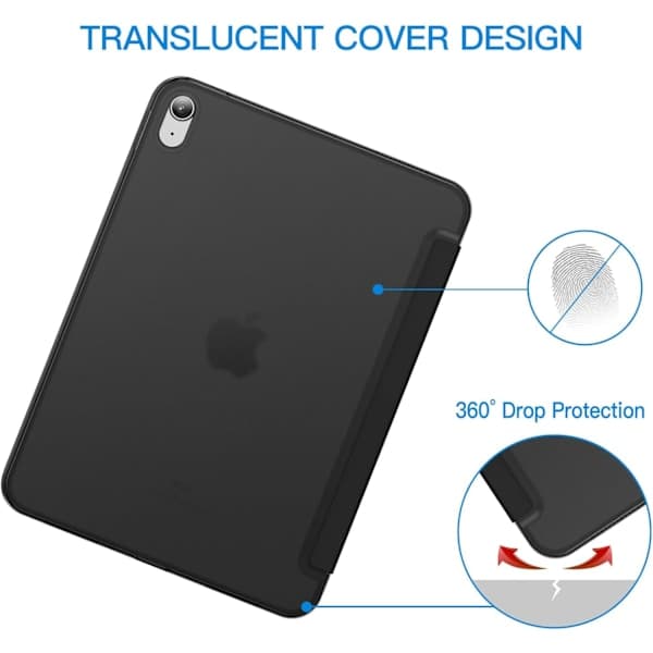 【03】Fodral för iPad (A16) 11:e/10:e generationen (2025/2022), Slim Stand Hårt Baksidesfodral Auto Wake/Sleep-funktion Svart