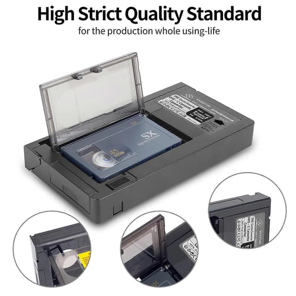 【03】Sort VHS-C Kassetteadapter til VHS-C SVHS Videokameraer RCA Forseglet Motoriseret