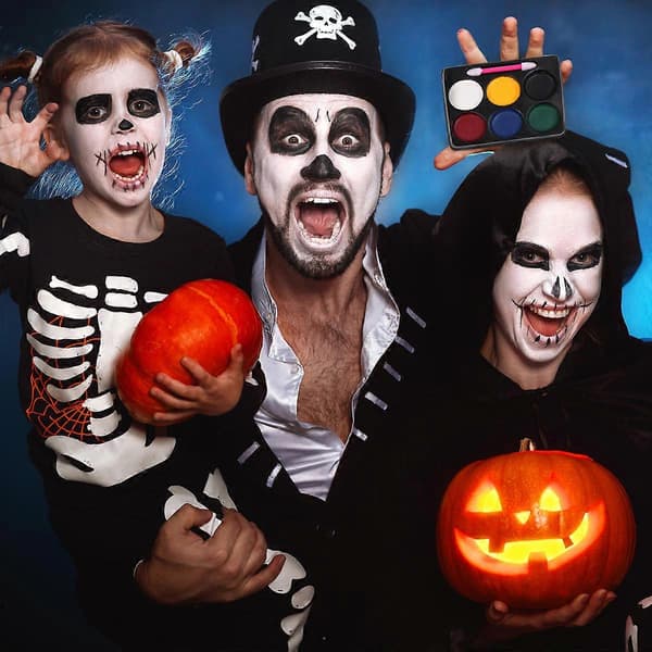 6 farver Halloween børneansigtsmaling sæt tegning kropsmaling kit med pensel til fest børne makeup